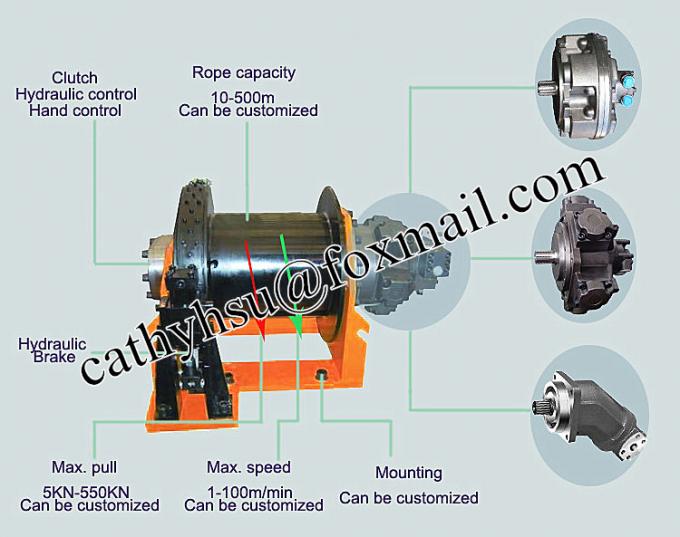 custom built 3 ton free fall hydraulic winch with free fall function